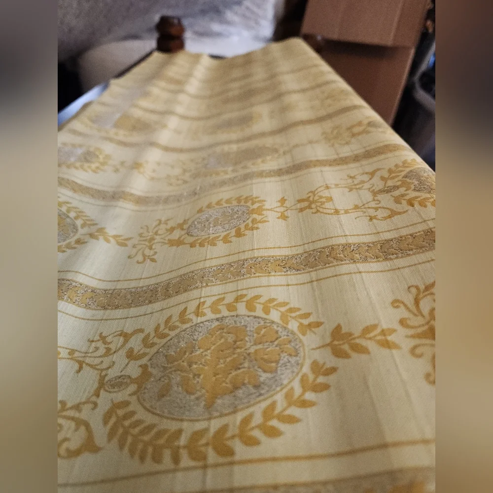 Vintage 1960s 1970s Royal Yellow Damask Victorian Wall Paper Roll